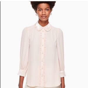 Kate Spade Light Pink Pearly Velvet Button Down
